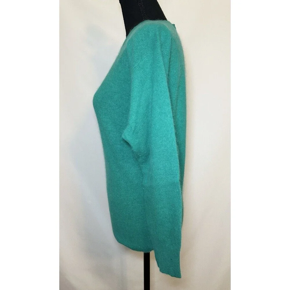 VTG Bloomingdale's y.e.s. Green Lambswool Angora Rabbit Nylon Blend‎ Sweater MED